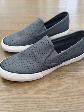 Sperry Pier Side Gray Leather slip on boat shoes 
size 7